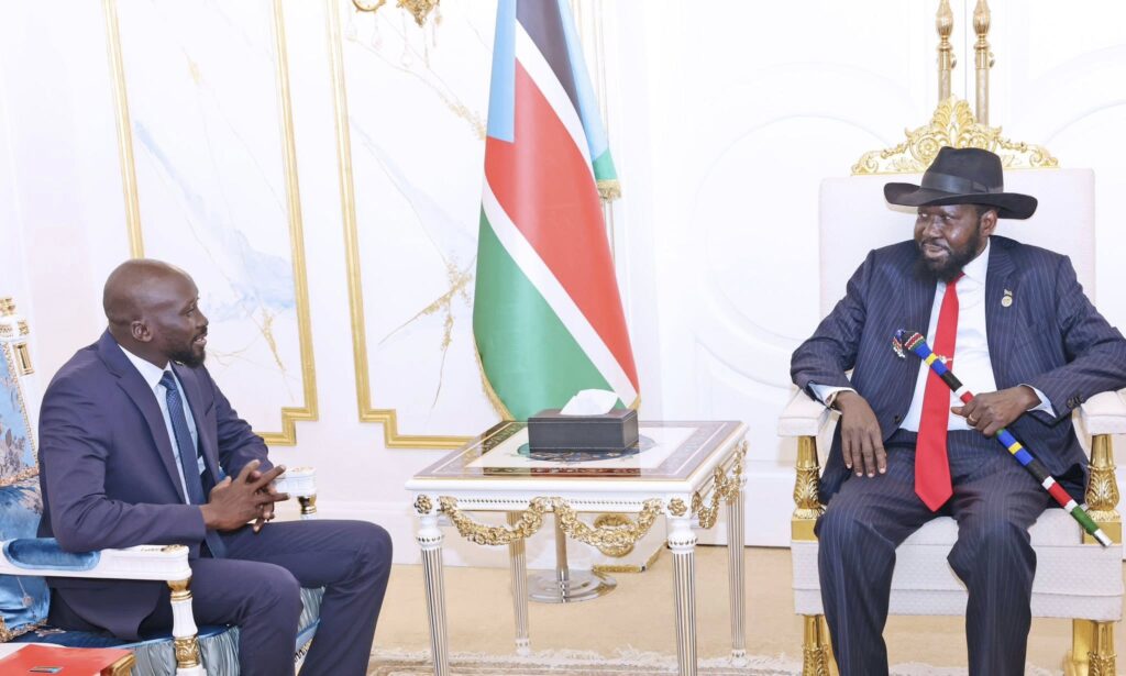 President Salva Kiir met with Greater Pibor Chief Administrator Gola Boyoi Gola. PHOTO: South Sudan Presidency.