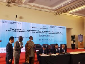 Signing of the MoU on the China-Africa renewable energy sustainable partnership. 